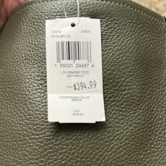 Coach Green Leather Tote with Embossed Logo - Picture 8 of 10